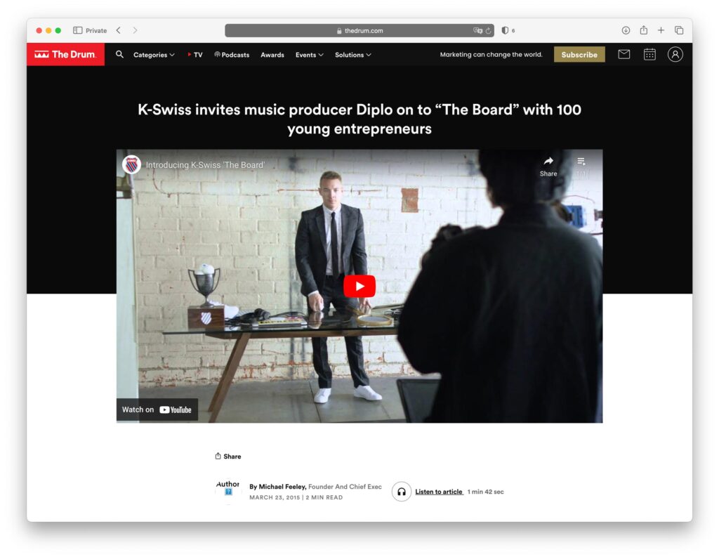 the-drum—kswiss-invites-music-producer-diplo-on-to-the-board-with-entrepreneurs